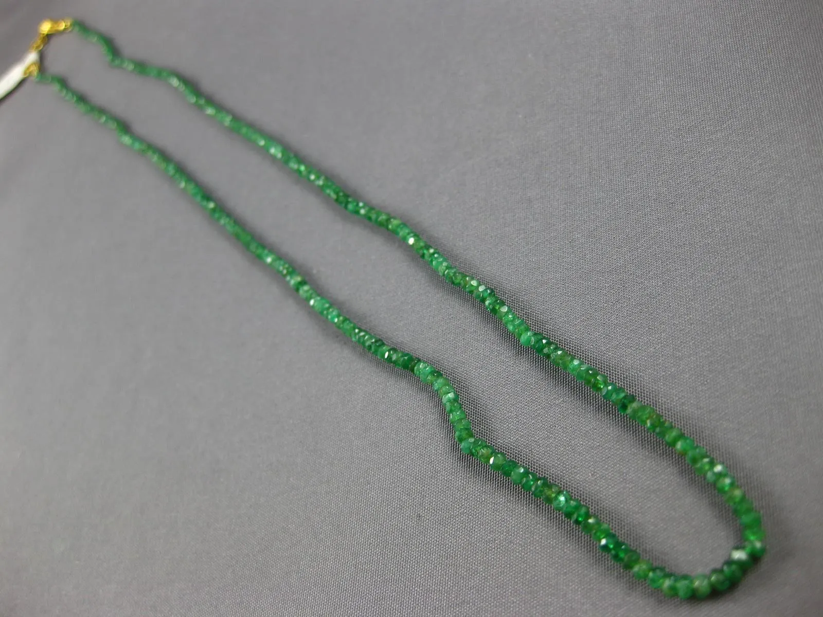 ESTATE LONG 22.02CT AAA EMERALD GOLD FILLED 3D CLASSIC MULTI BEADED FUN NECKLACE