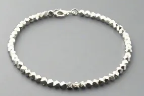 Faceted bead stacked bracelet - sterling silver