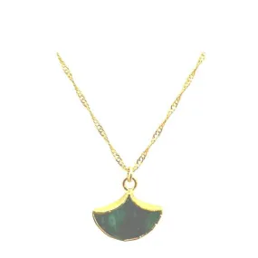 Fan Shaped Semi Precious Stone Pendant: Raw Emerald (NGCP7904EM)