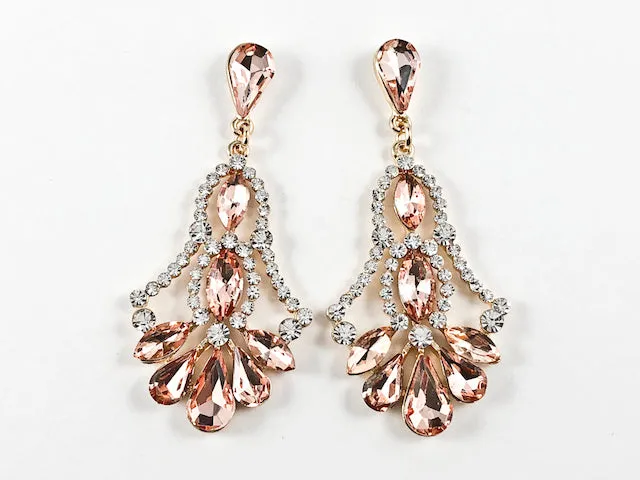 Fancy Stylish Bell Style Design Chandelier Pink Fashion Earrings