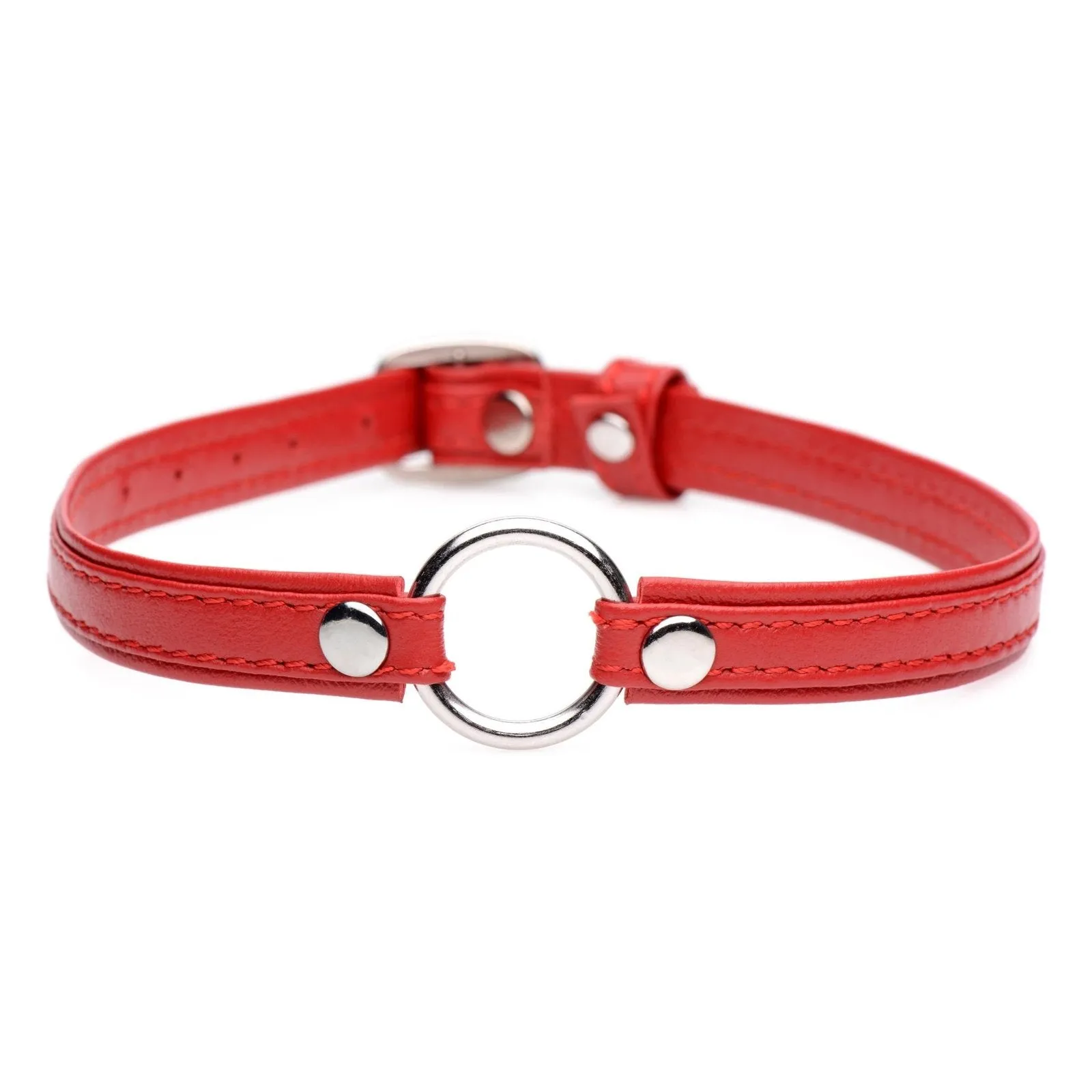 Fiery Pet Leather Choker With Silver Ring