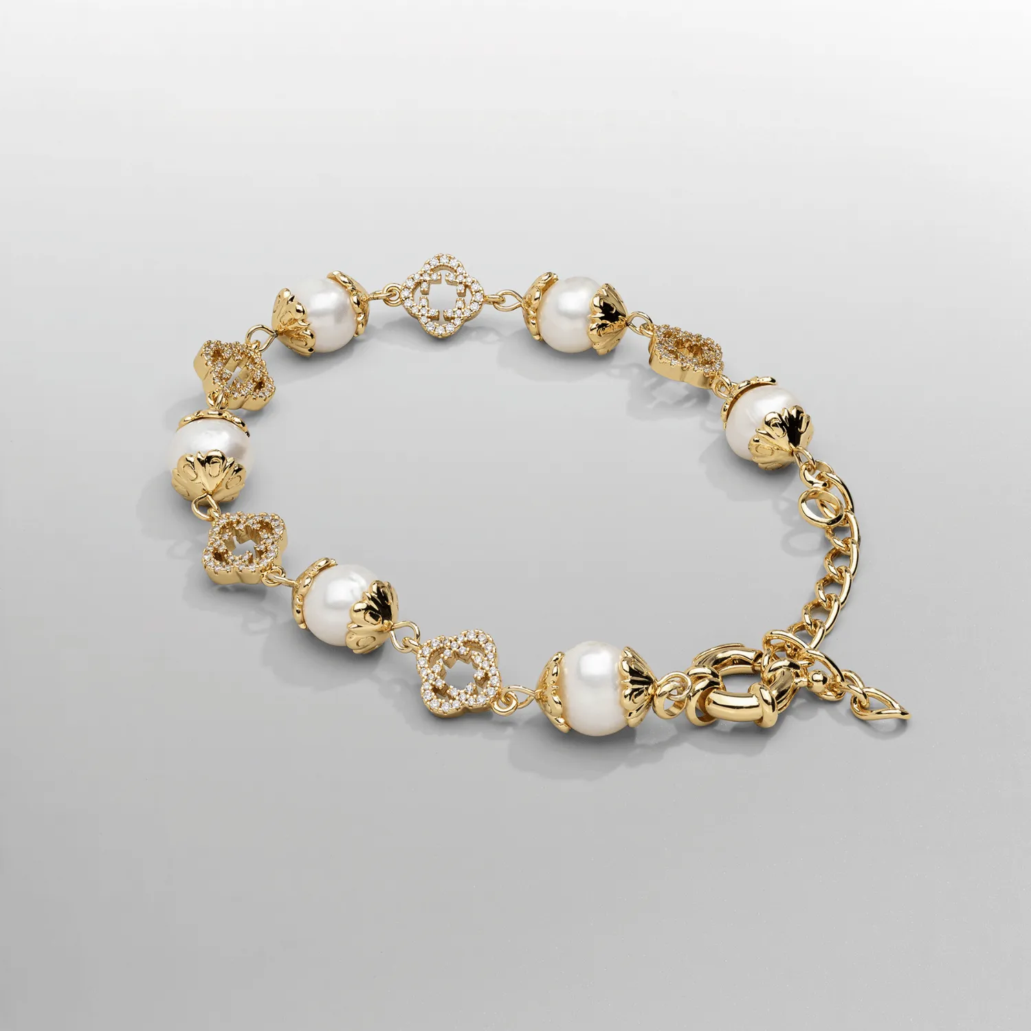 Filigree Real Pearl Bracelet (Gold)