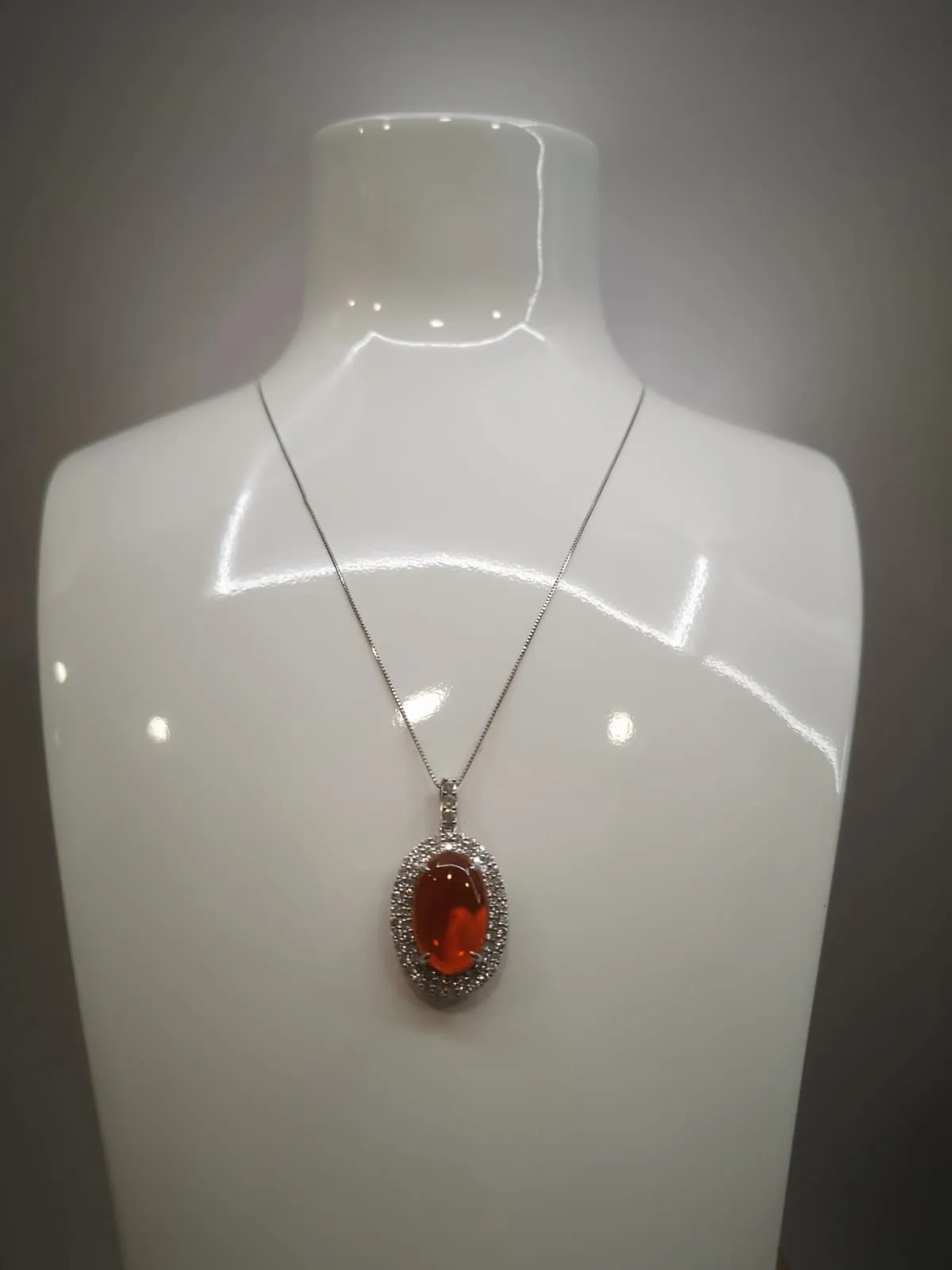 Fire Opal Necklace in Platinum PT950/850