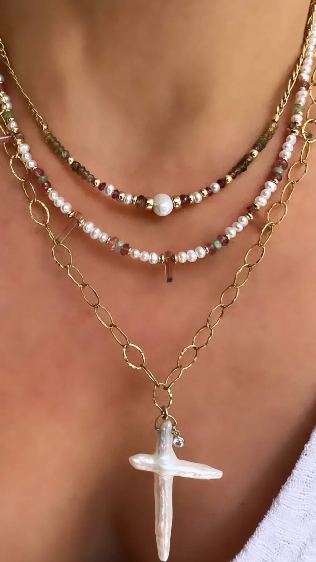 Freshwater Pearl & Tourmaline Necklace