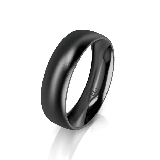 Full Curved Black Zirconium Wedding Ring - Comfort Fit (AB)