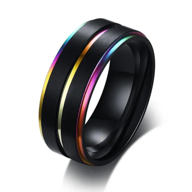 Funki Buys | Rings | Stainless Steel Rainbow Wedding Ring