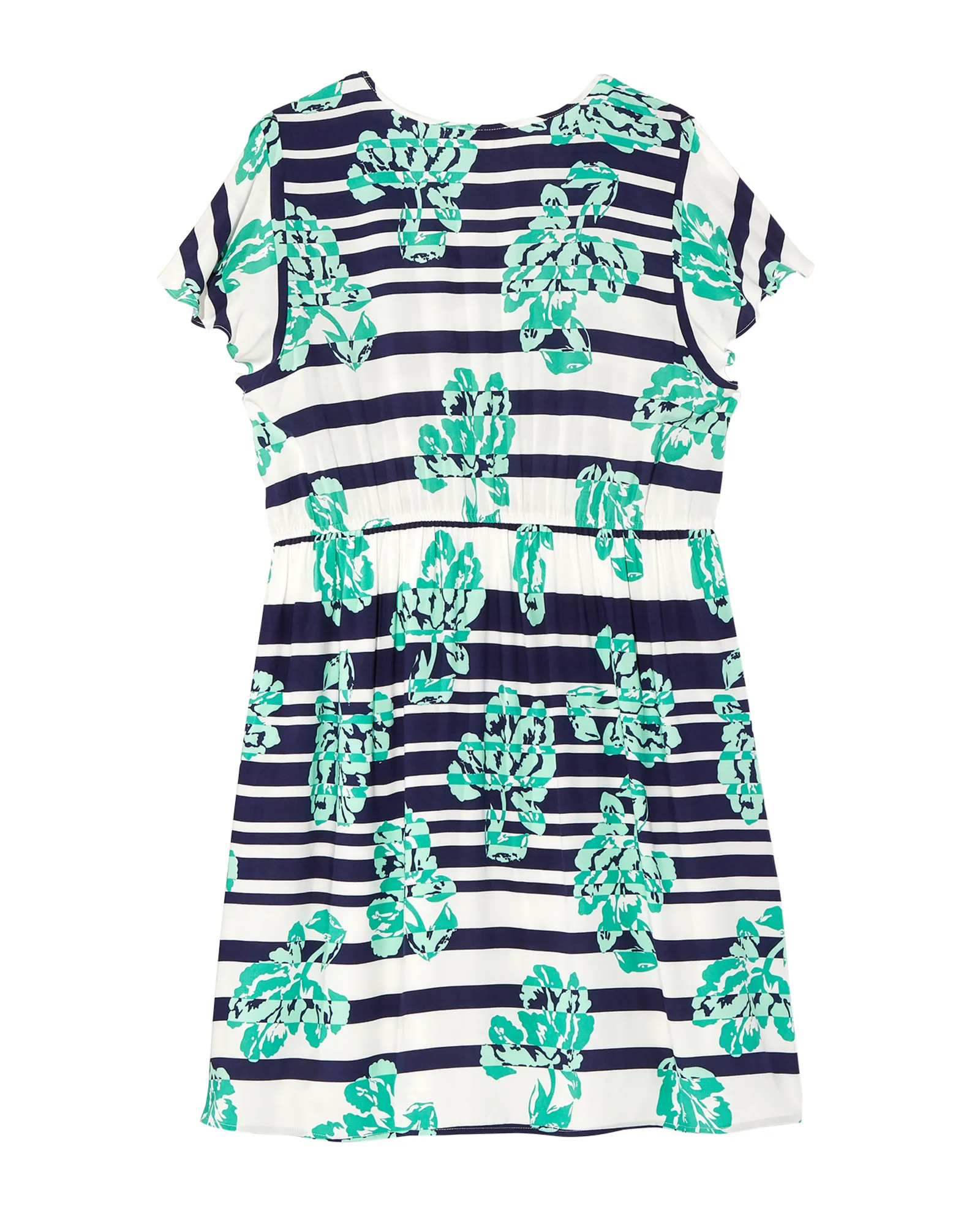 Gardenia Short Flutter Sleeve Dress | Navy / Kelly Green