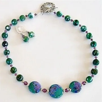 Genesis: 17" Lampwork Focal Beads and Crackled Agate Necklace Set