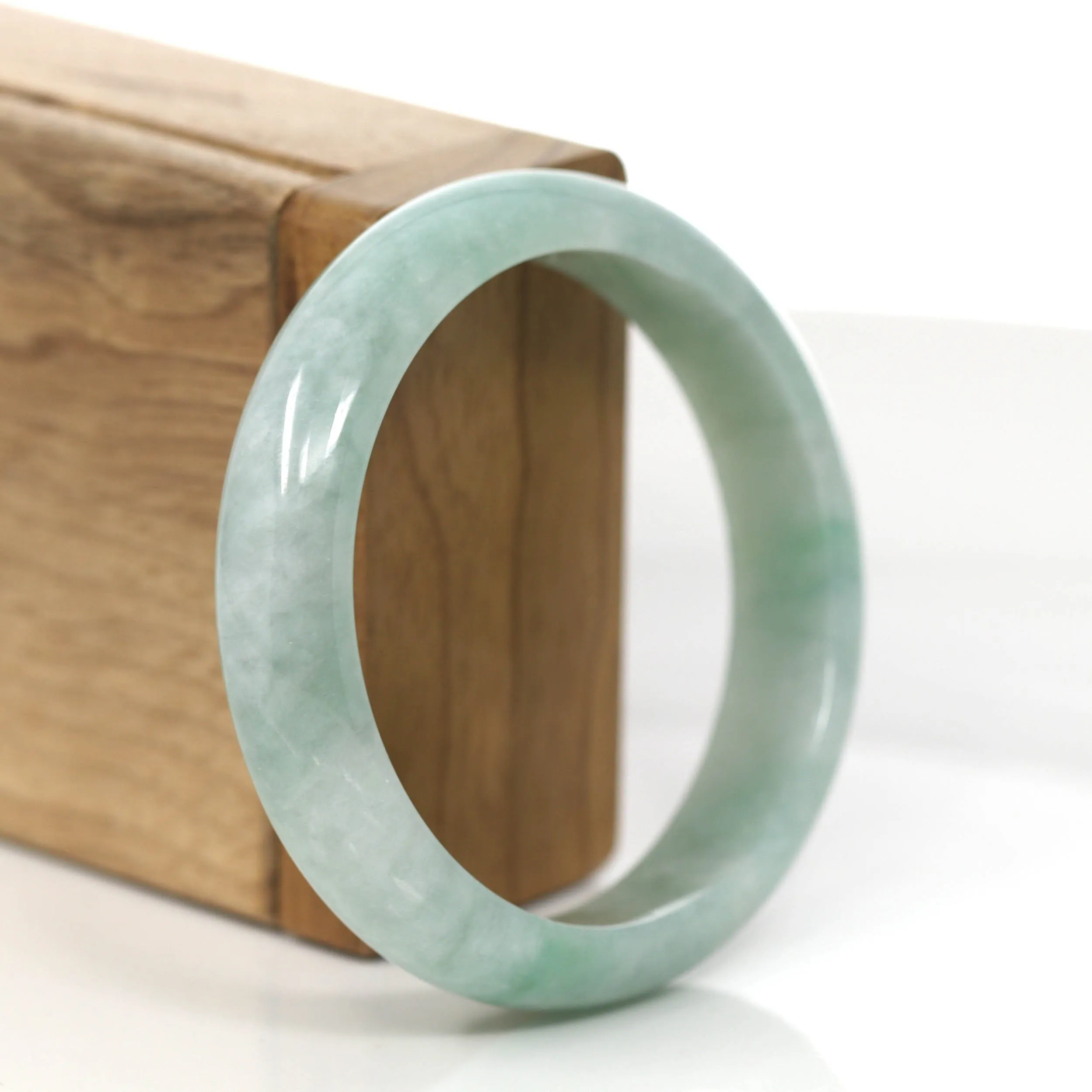 Genuine Burmese Green Jadeite Jade Bangle Bracelet (56.9mm) #853