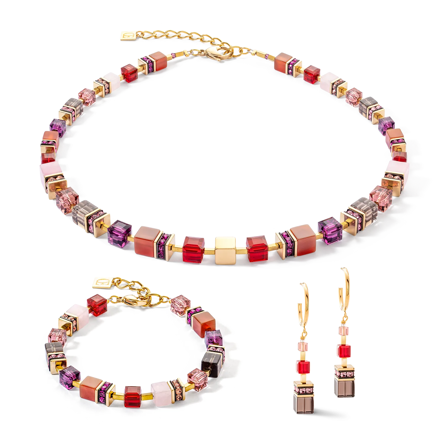 GeoCUBE® Precious statement bracelet gold-red