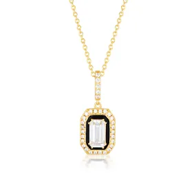 Georgini Reflection Gold Plated Sterling Silver   Black Retrospect Pendant With Chain