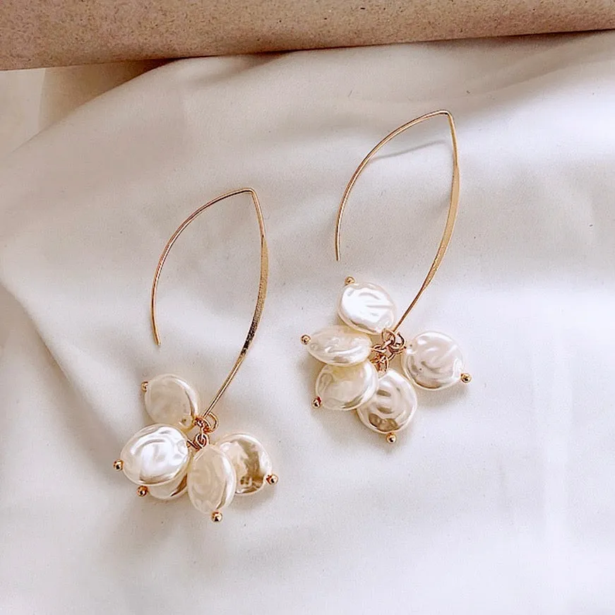 Gilda - Bohemian Gold Pearl Bridal Earrings