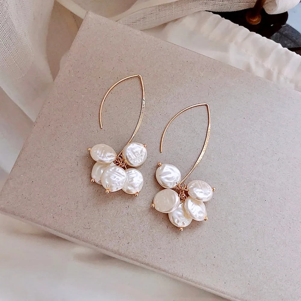 Gilda - Bohemian Gold Pearl Bridal Earrings