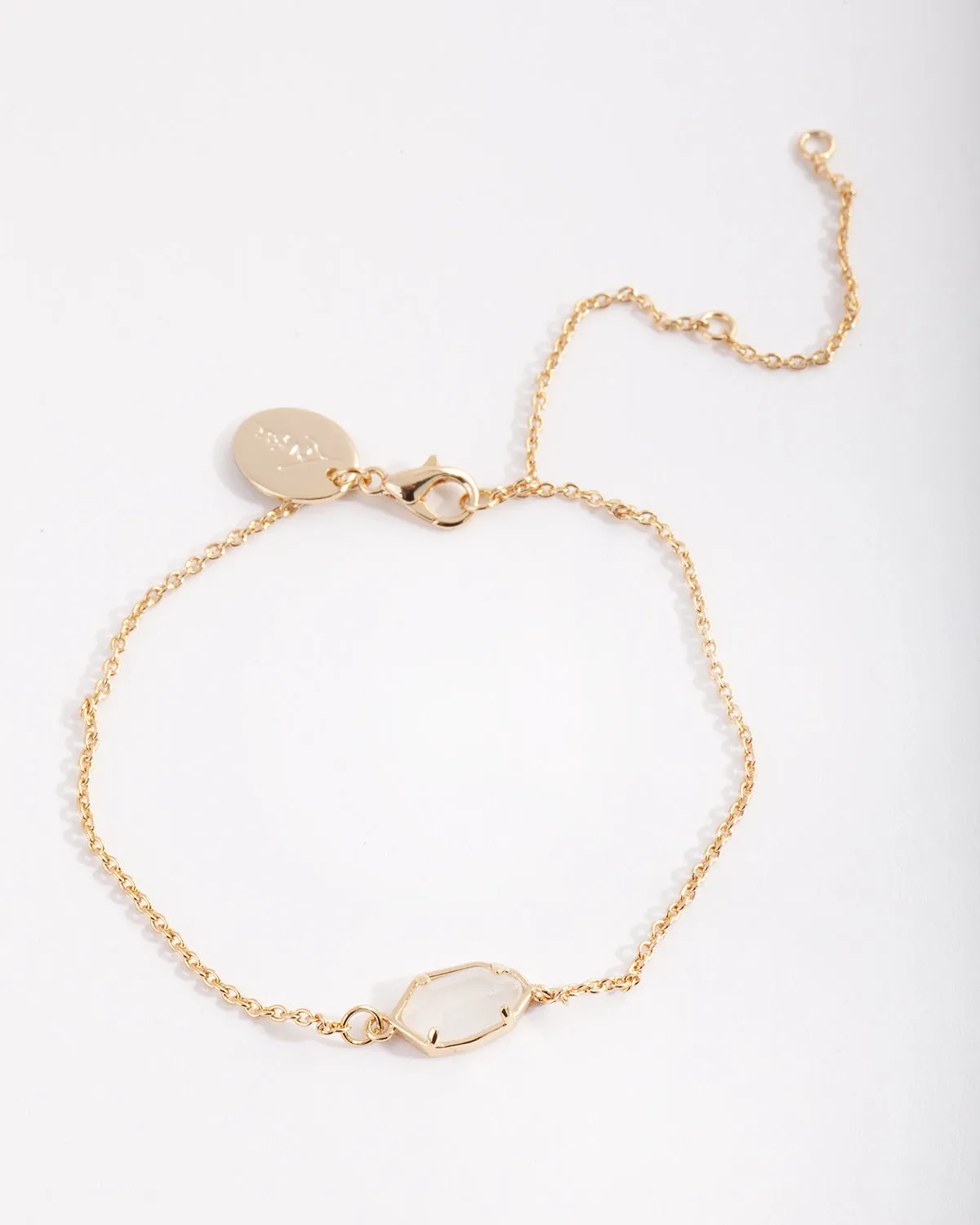 Gold Plated White Quartz Bracelet