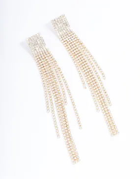 Gold Square Cup Chain Drop Earrings