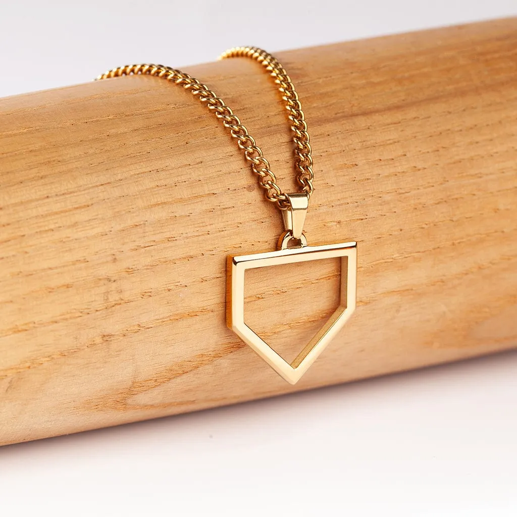 Gold Stainless Home Plate Pendant