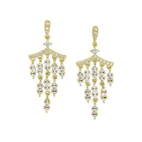 Gold Vermeil Finish Sterling Silver Micropave Chandelier Earrings  - BL2266EG