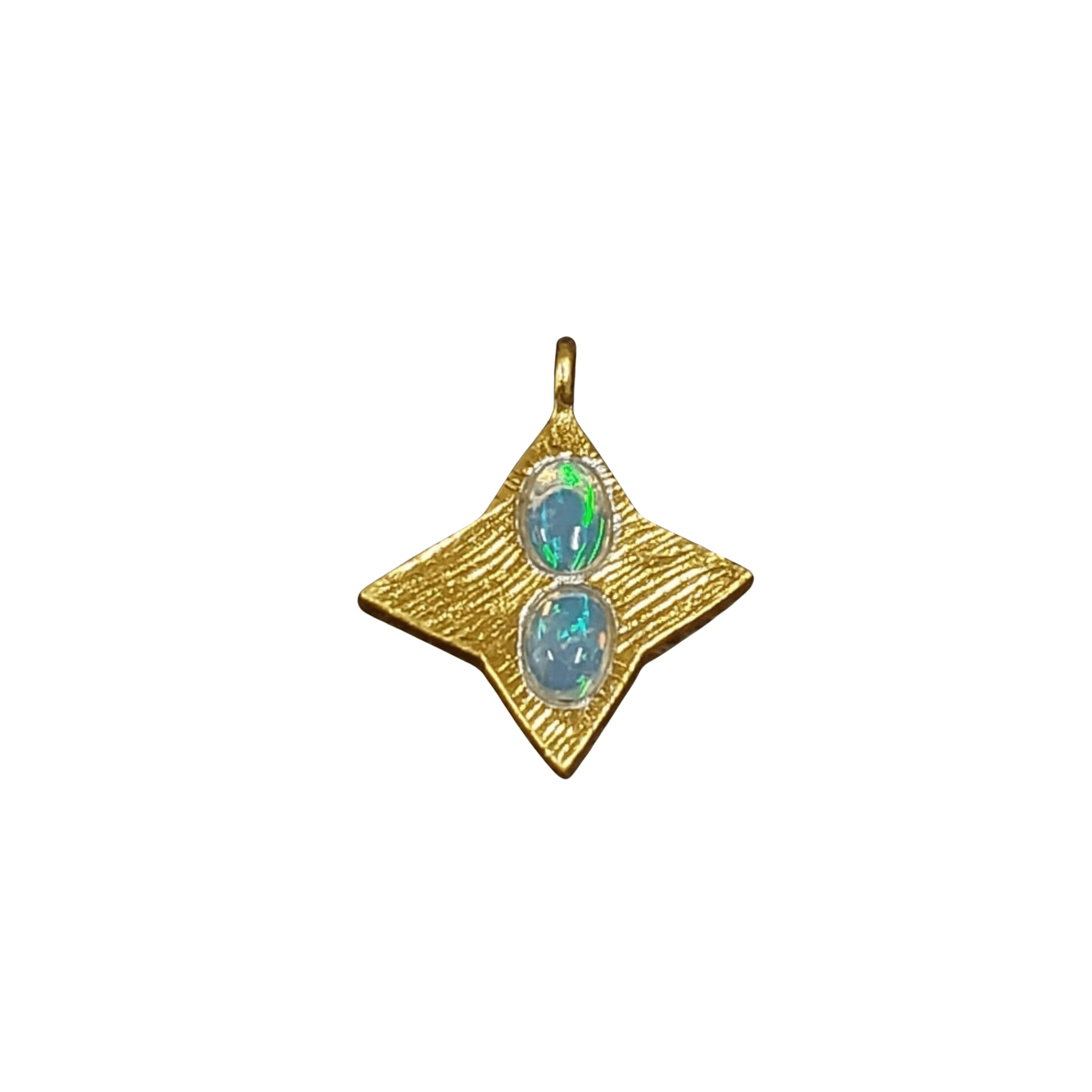 Gold Vermeil Star Shape Ethiopian Fire Opal Charm