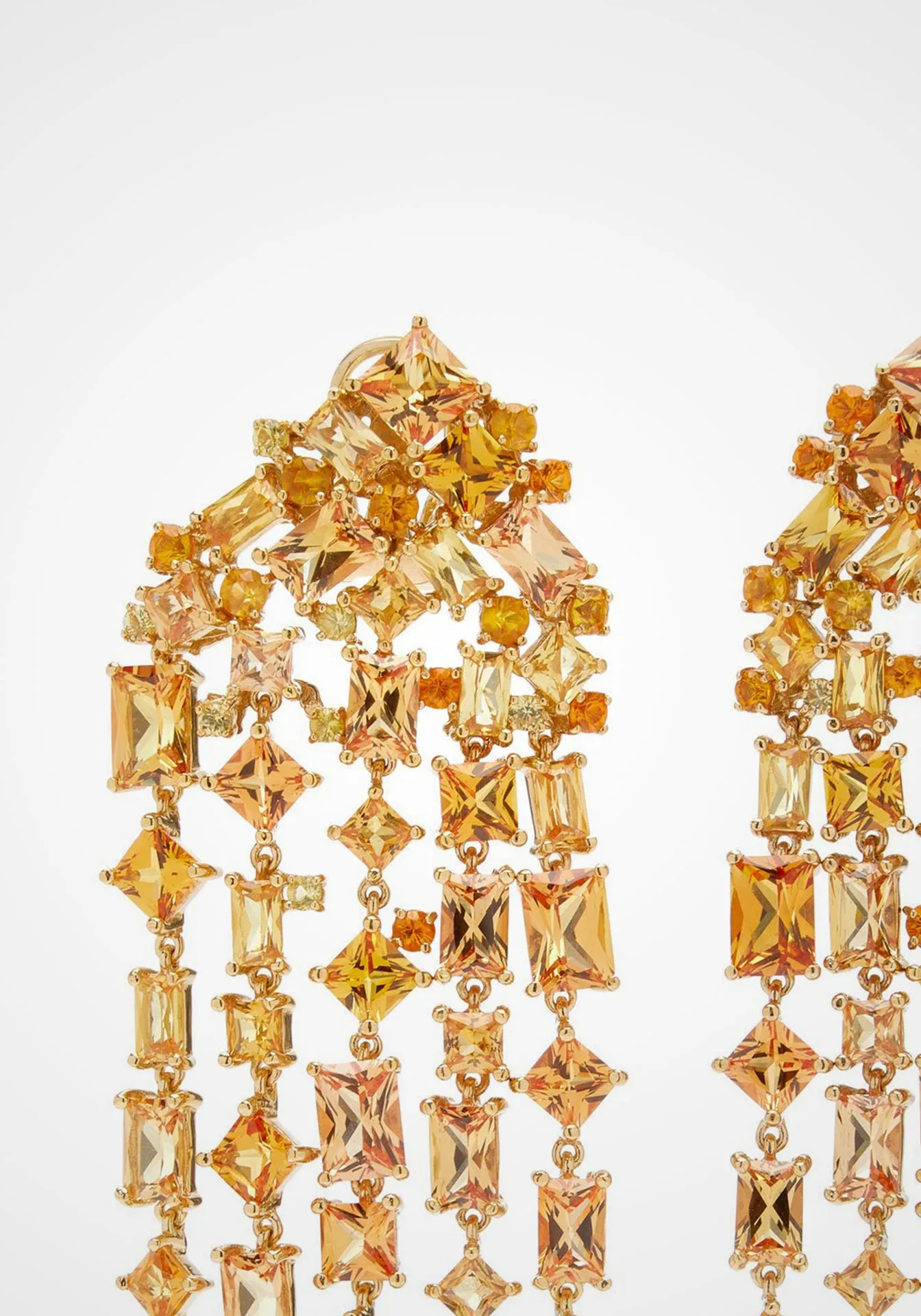 Golden Cascade, 18K Yellow Gold   Orange Citrine Earrings