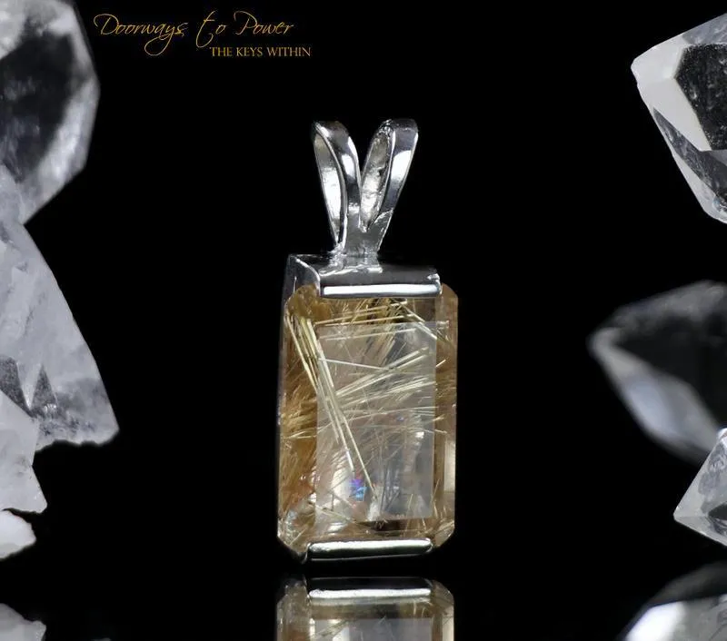 Golden Rutilated Quartz Pendant w/ Rainbows