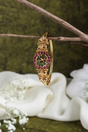 Goldtone RubyGreen Peacock Kada ( Single Pc)