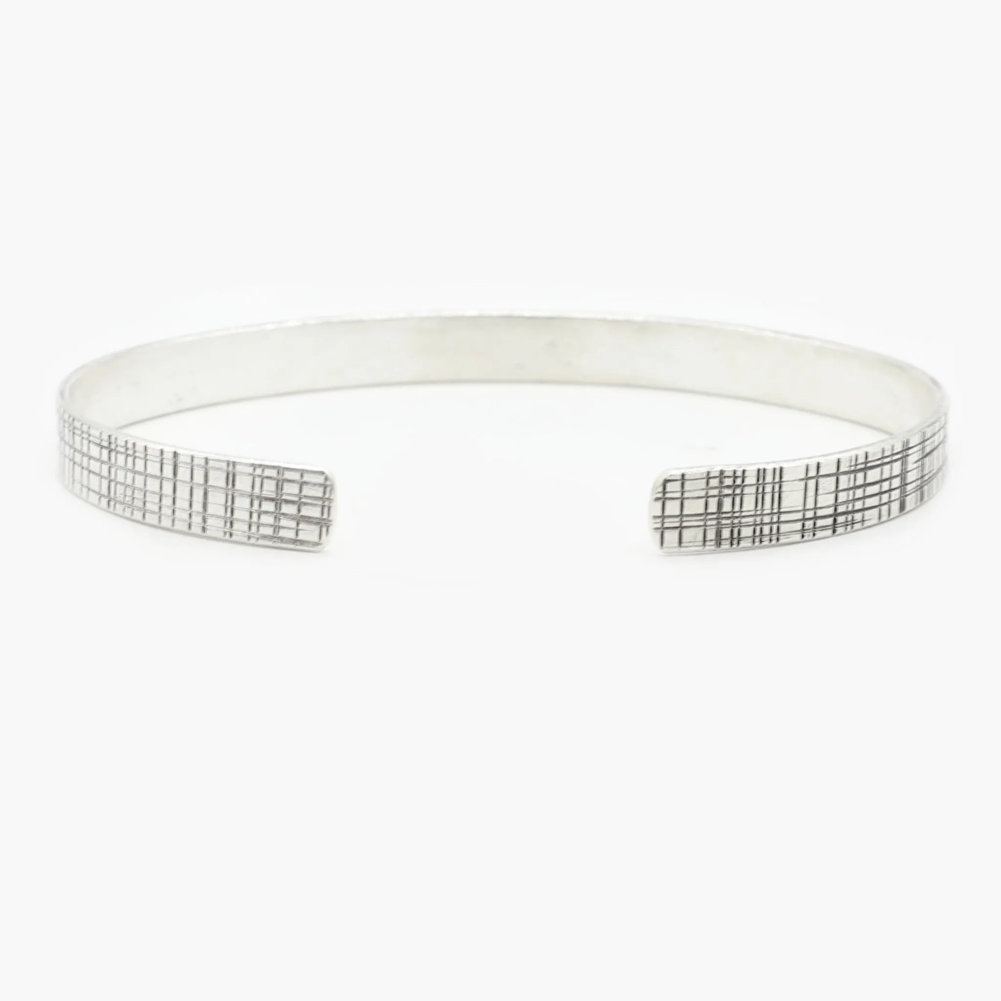 Hand-Forged Linear Sterling Silver Bangle