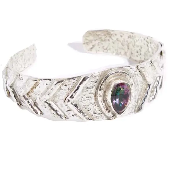 Handcrafted MYSTIC Bangle: Whimsical Dream & Sacred Power in One (Mystic Topaz, Sustainable Jewelry)