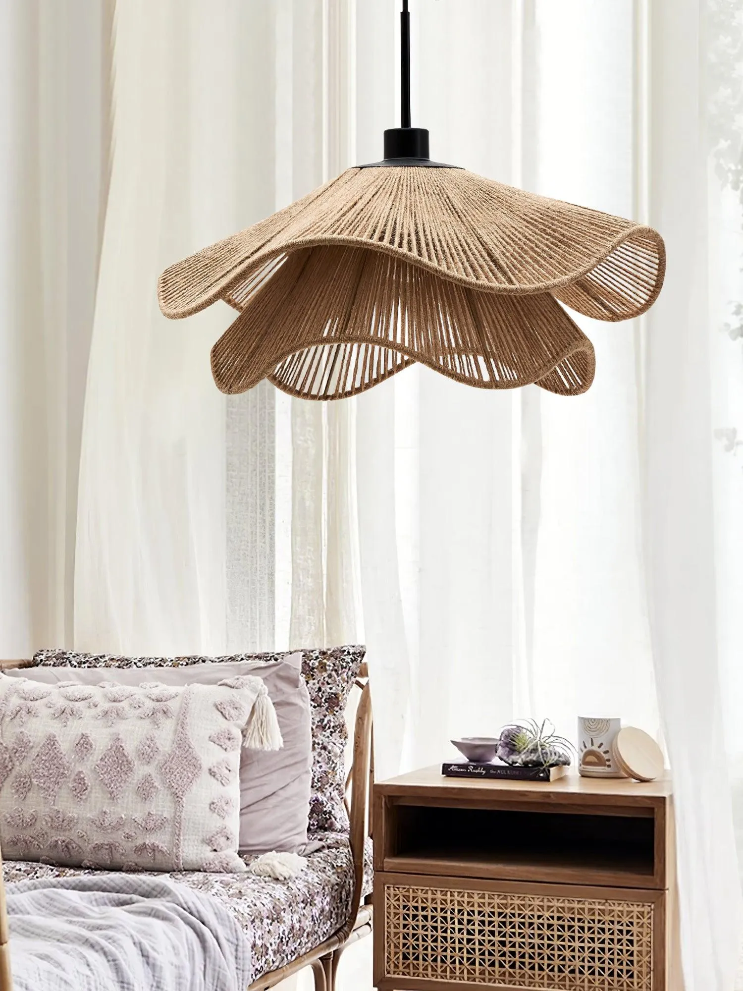 Handmade Straw Hat Pendant Lamp