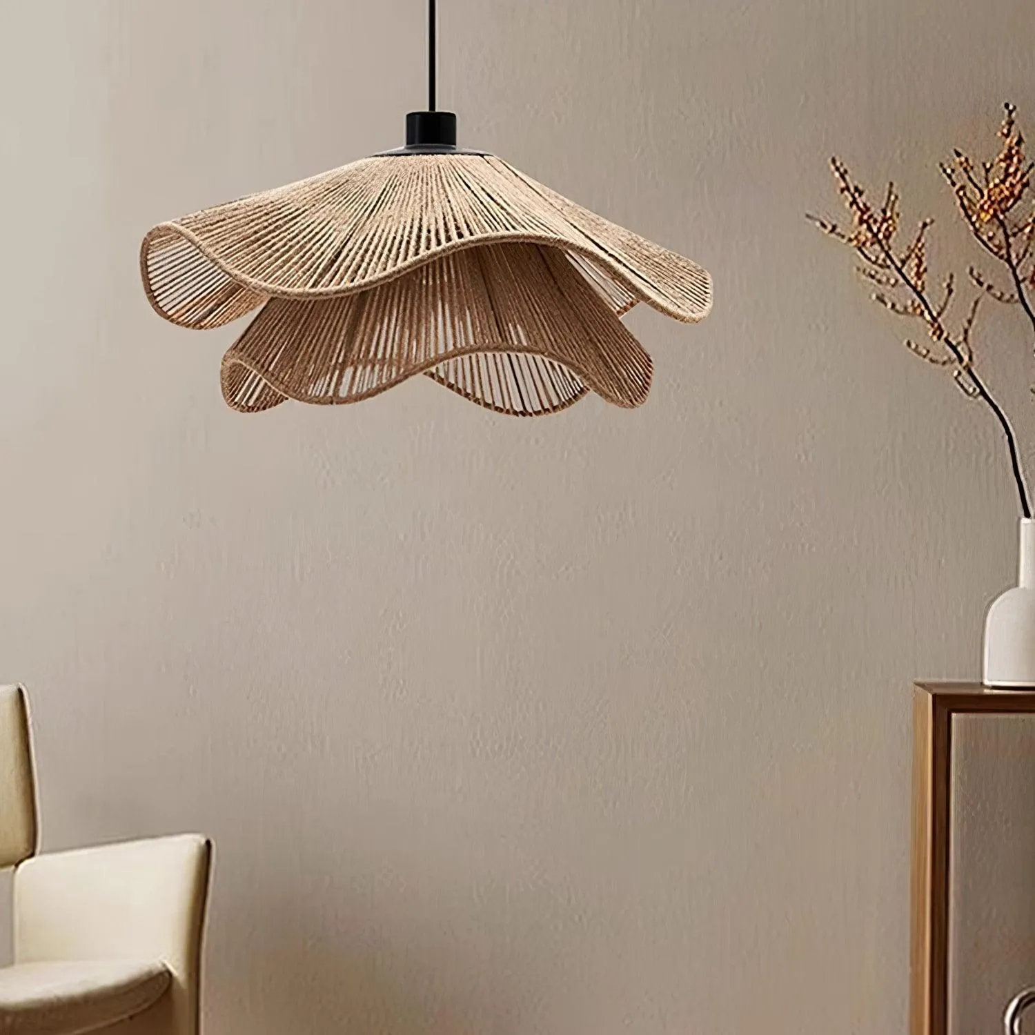 Handmade Straw Hat Pendant Lamp