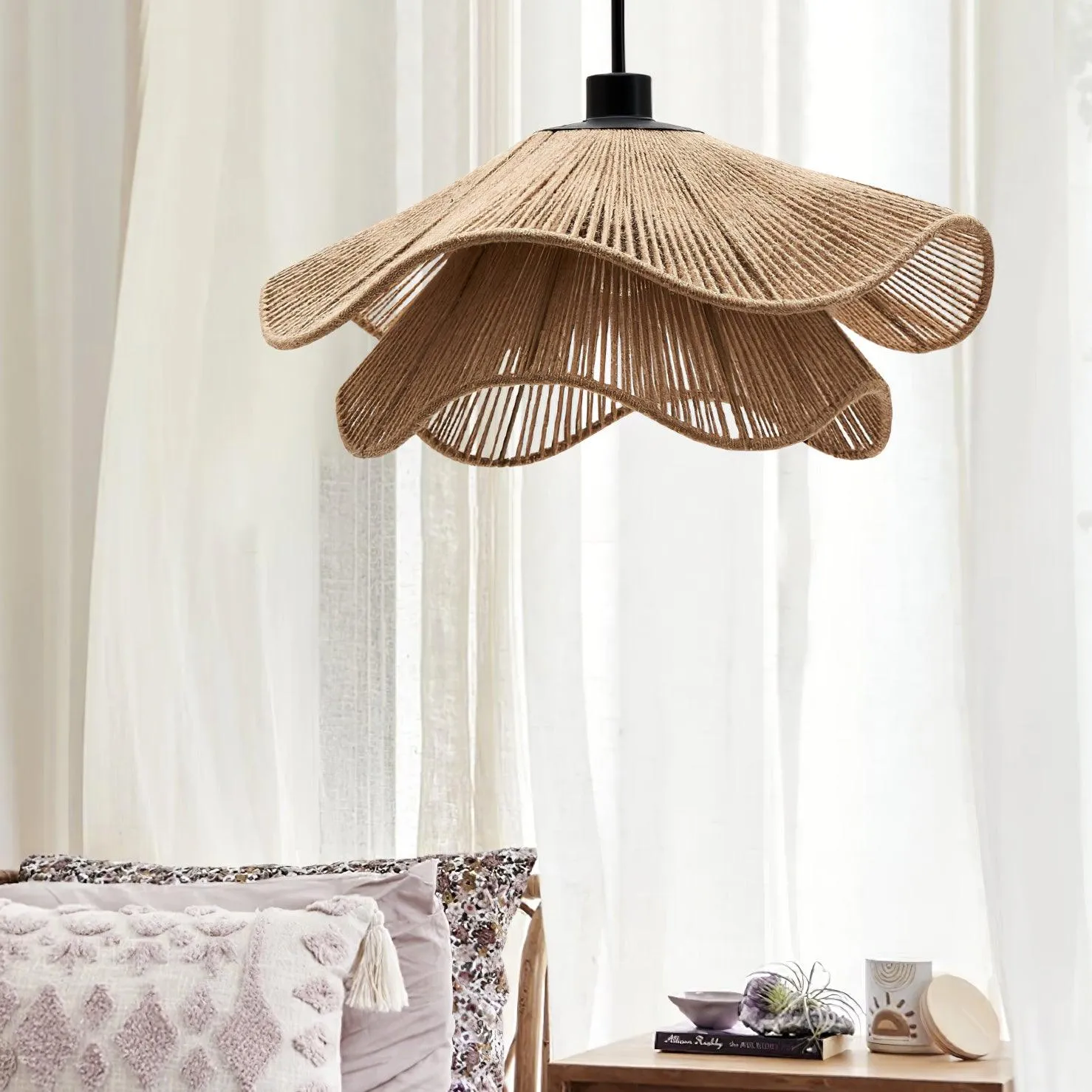 Handmade Straw Hat Pendant Lamp