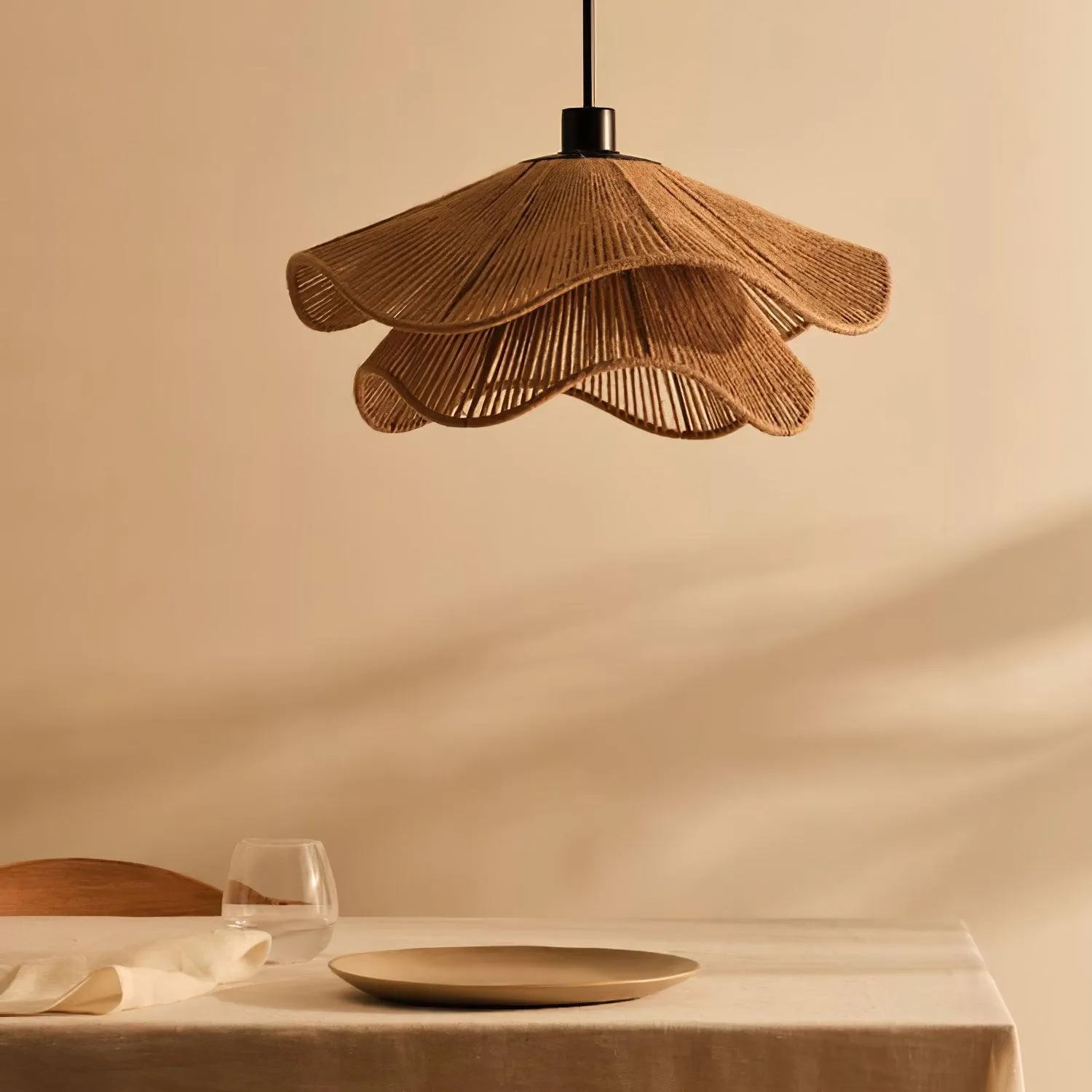 Handmade Straw Hat Pendant Lamp