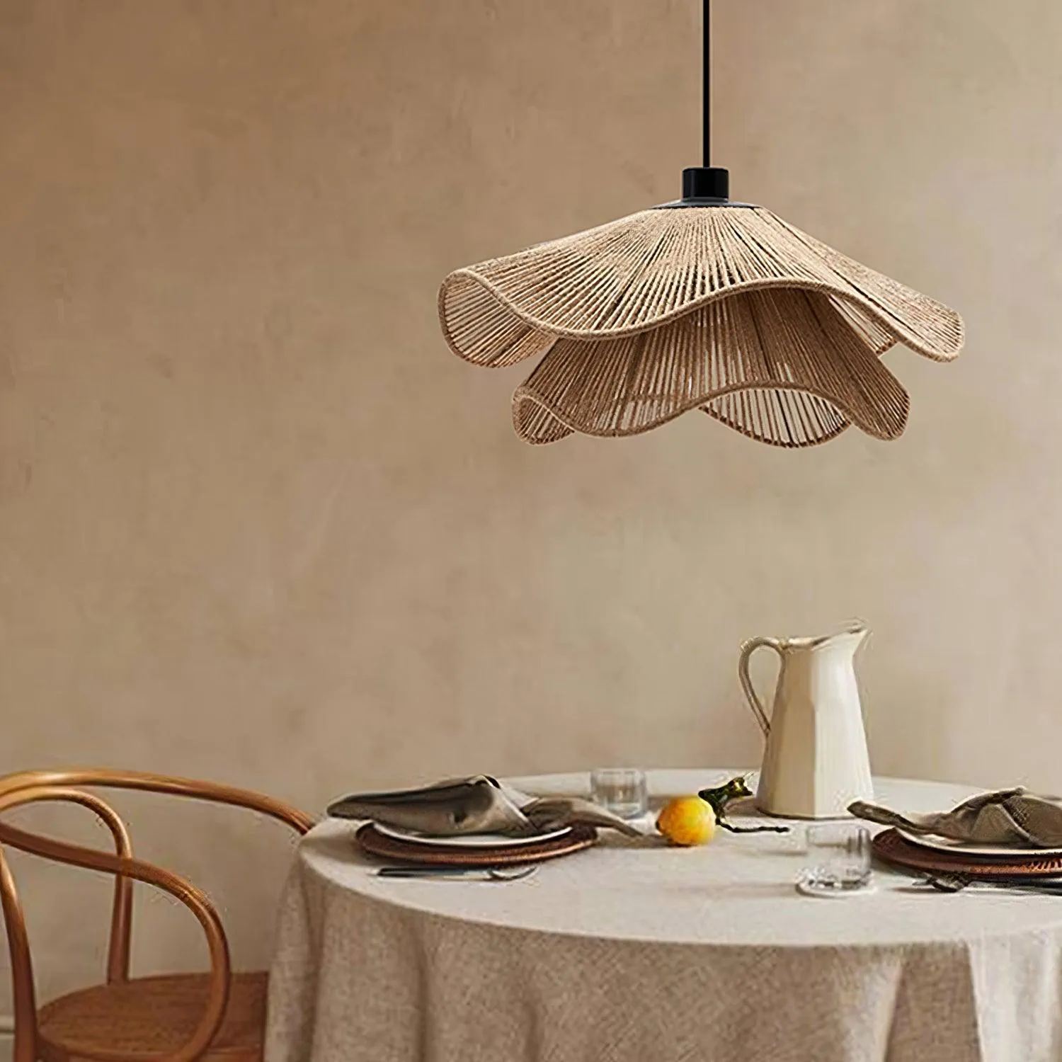 Handmade Straw Hat Pendant Lamp