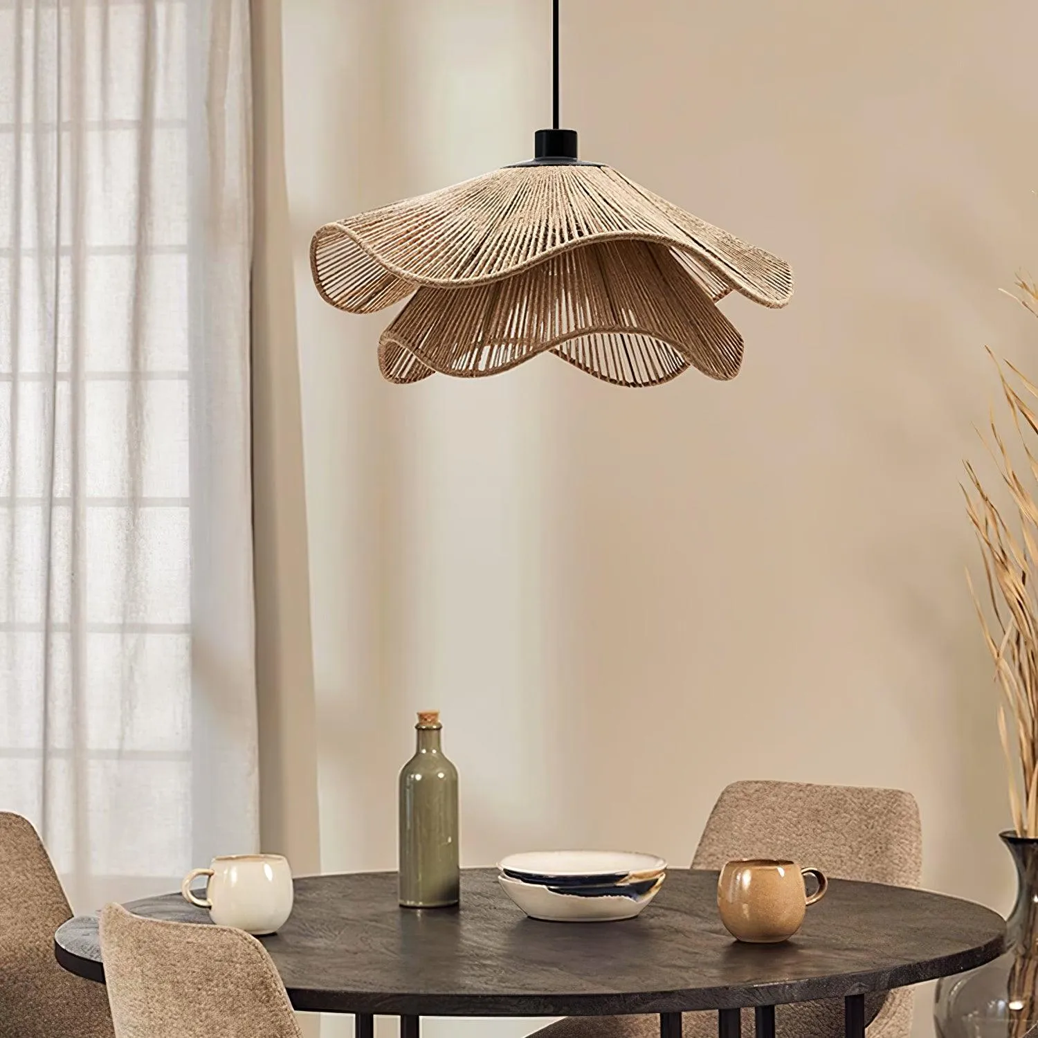 Handmade Straw Hat Pendant Lamp