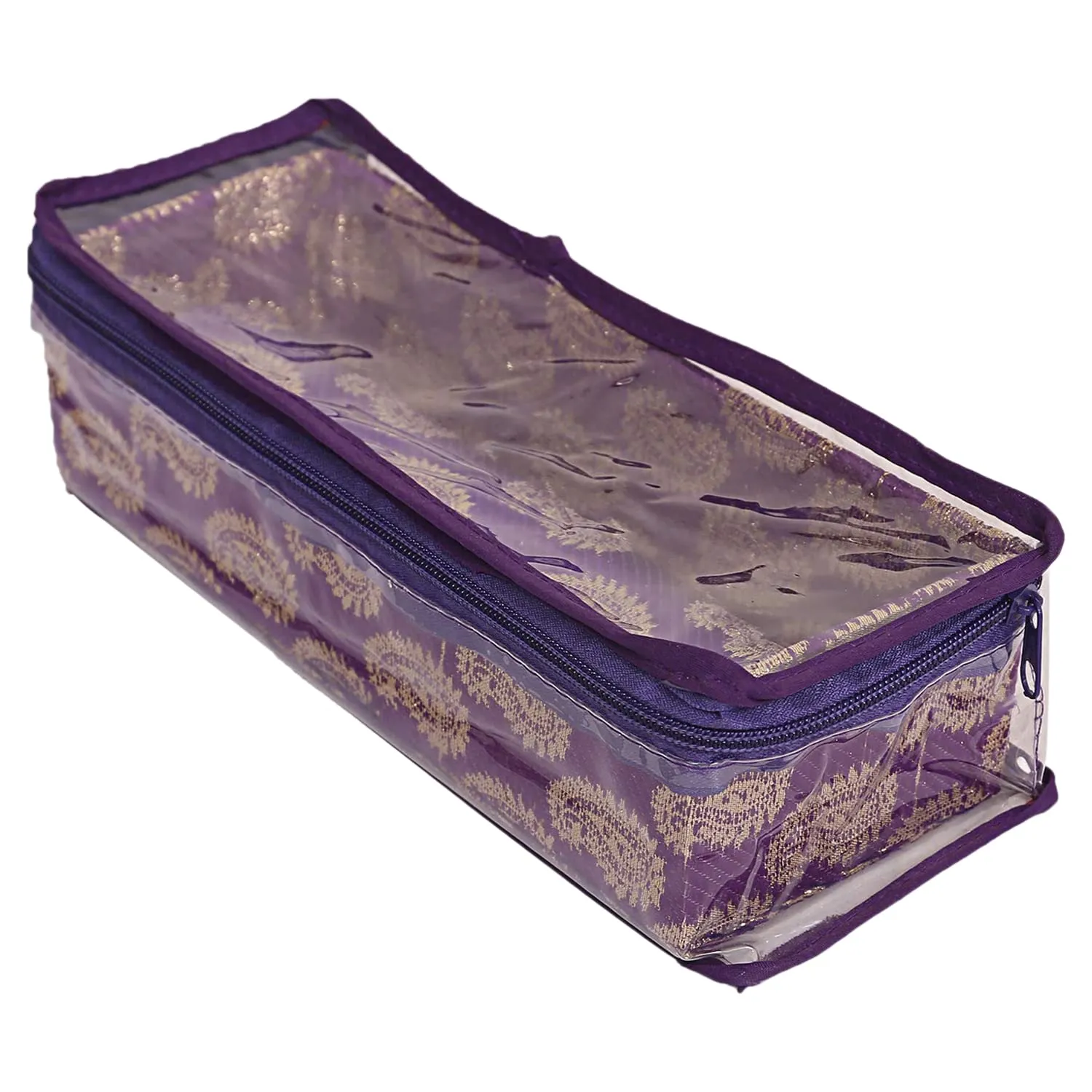 Heart Home Multipurpose Dot Design Laminated 1 Rod Bangle Box/Organizer/Case With Tranasparent Top (Purple)-47HH0241