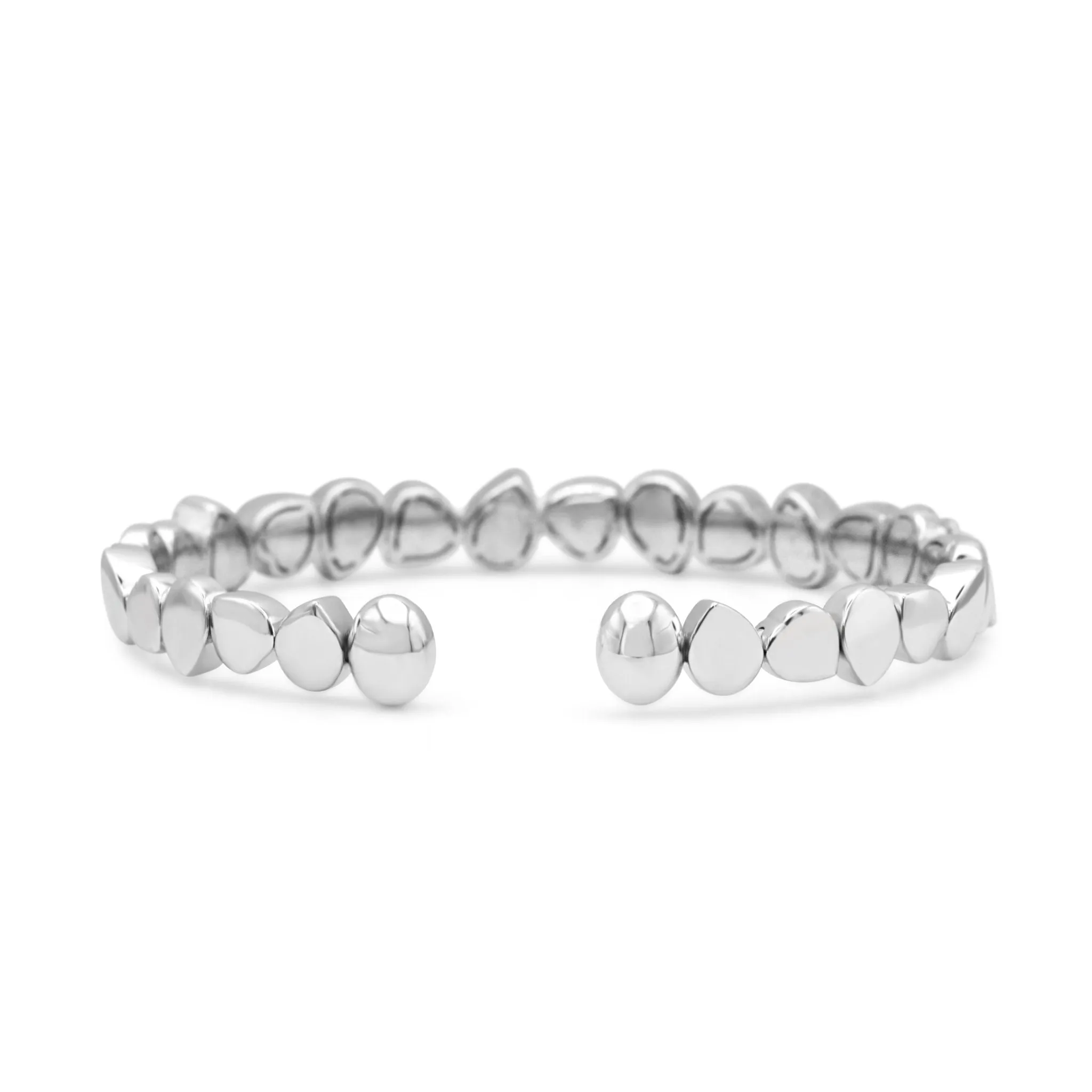 Heart, Pear & Brilliant Cut Diamond Sprung Bangle - 18ct White Gold