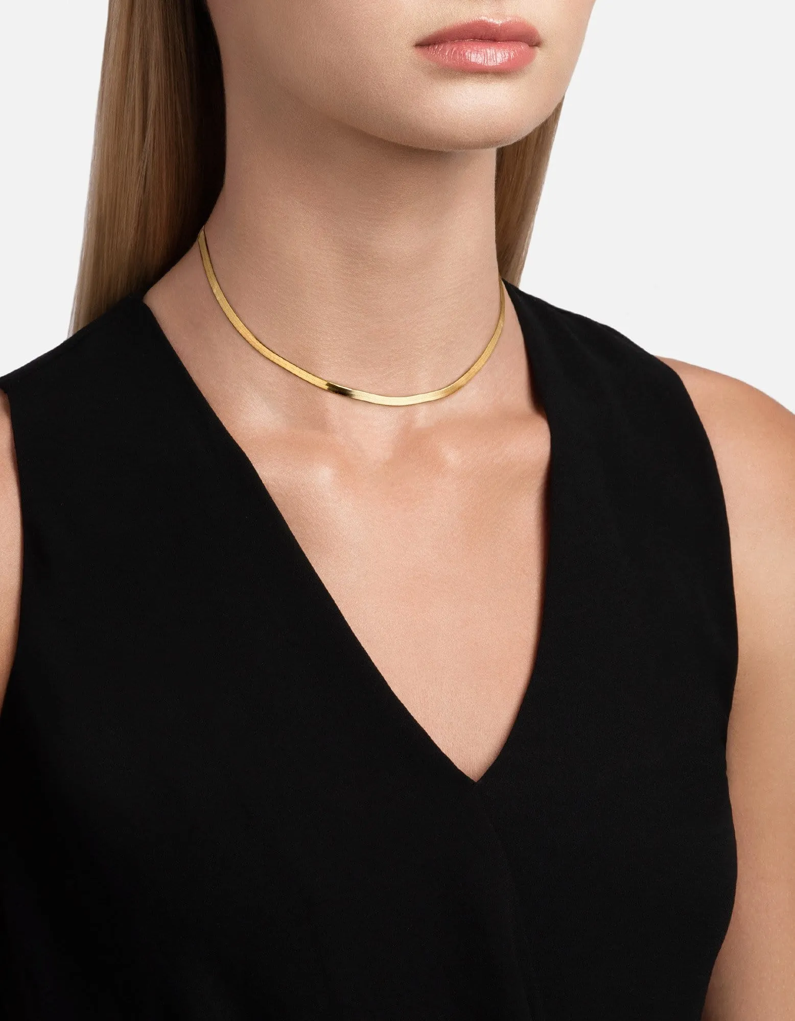 Herringbone Choker, Gold Vermeil