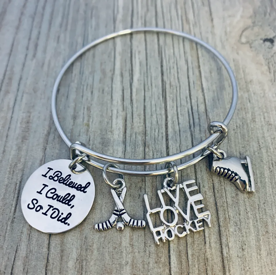 Ice Hockey Bracelet with an Inspirational Charm