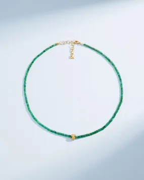 Infinite Beaded Emerald & Mini Golden Rondelle Necklace