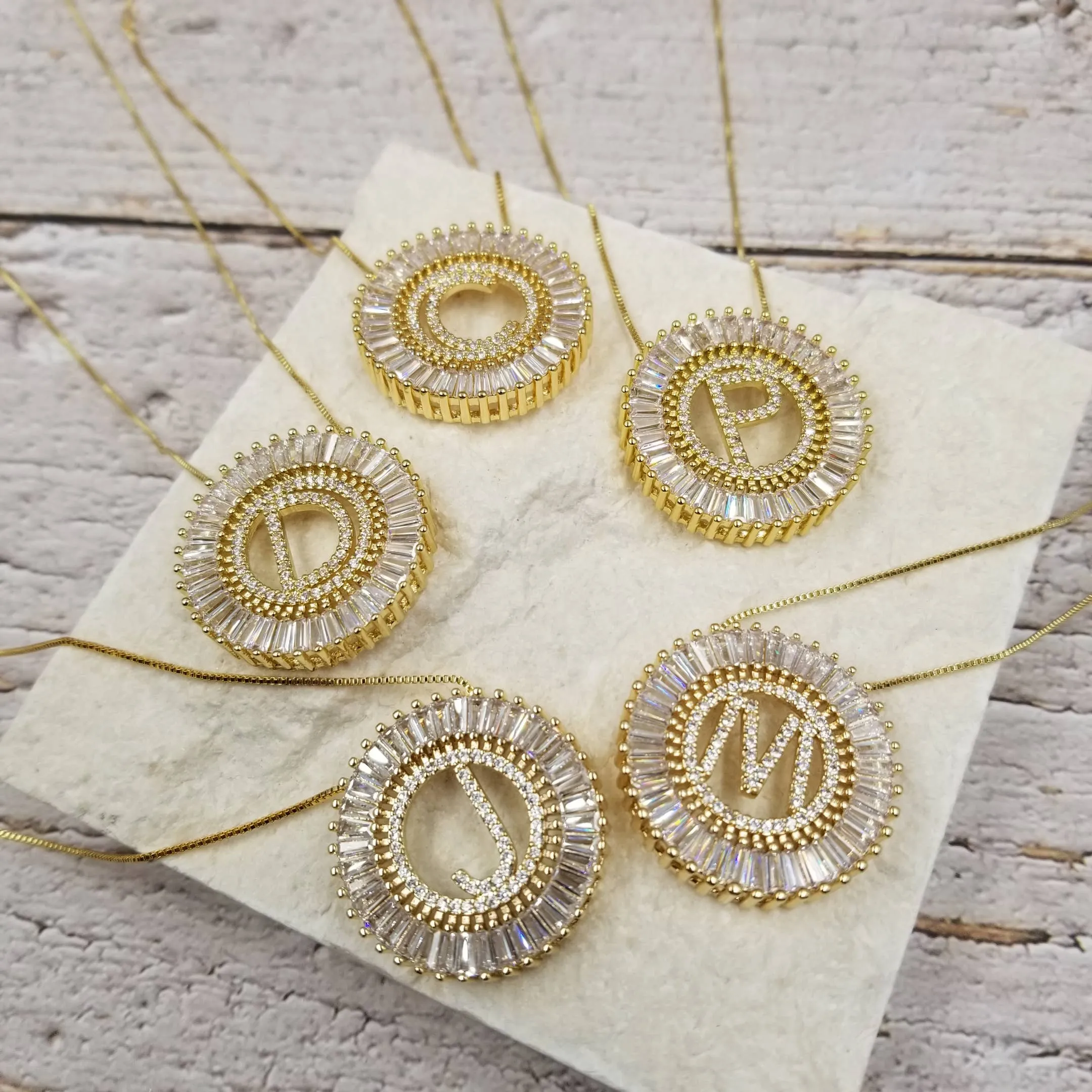 Initial Pendant Sunburst Necklace