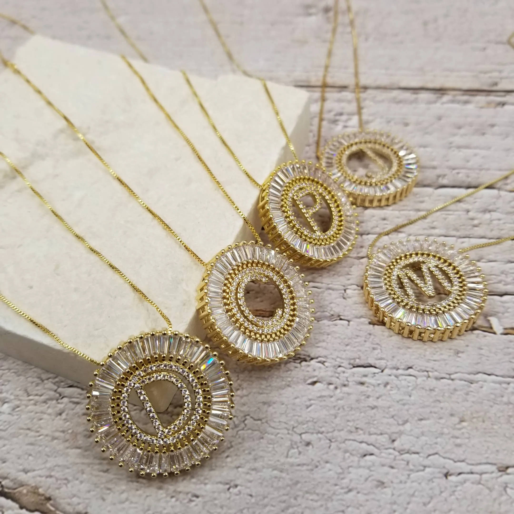 Initial Pendant Sunburst Necklace