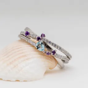 Ione Sky Blue Topaz Amethyst Ring in Sterling Silver