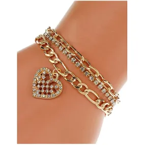 JAB45822 - Heart Chain Bracelet Set