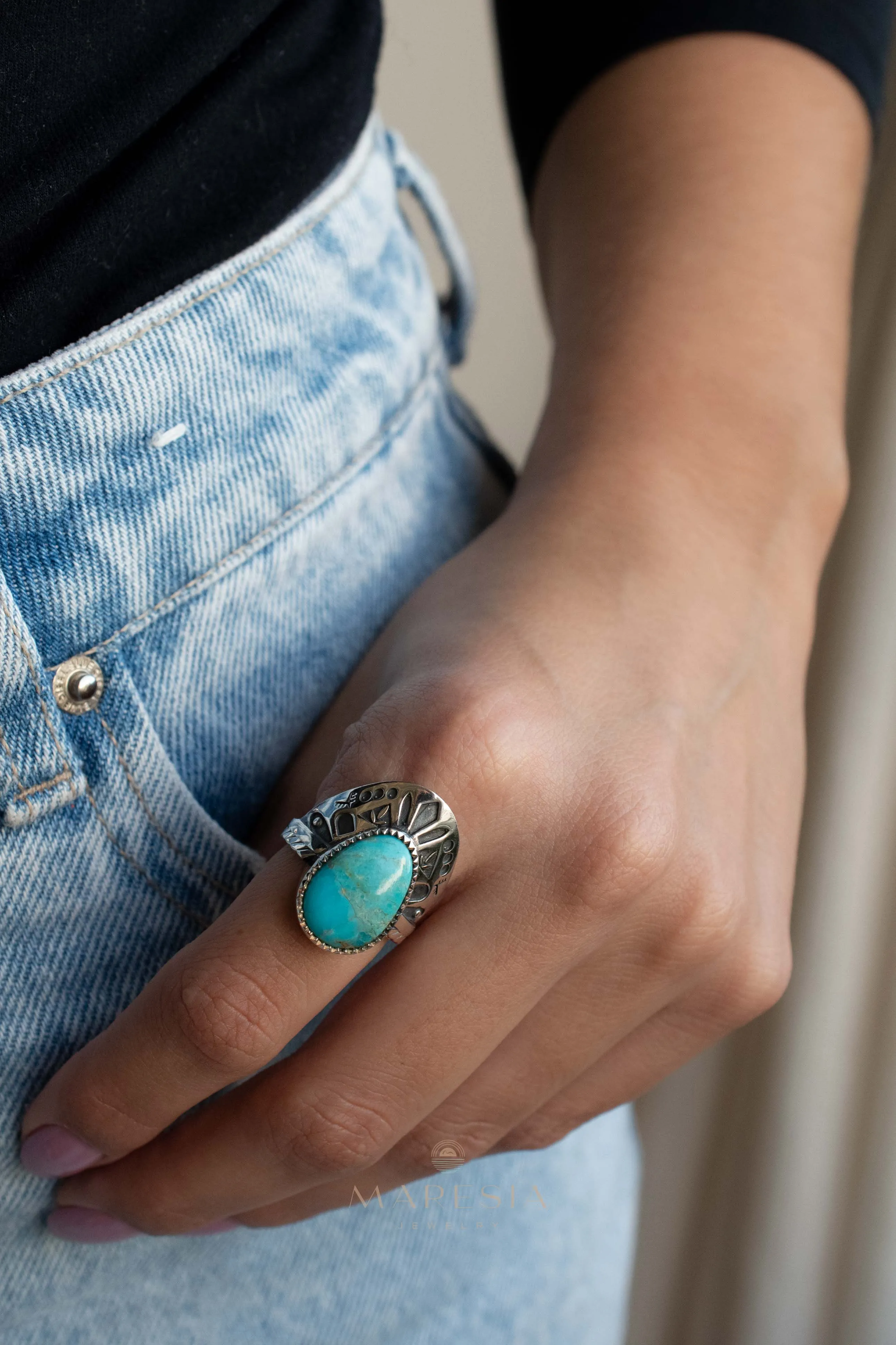 Jand Ring ~ Turquoise ~ Sterling Silver 925 ~ SMR172