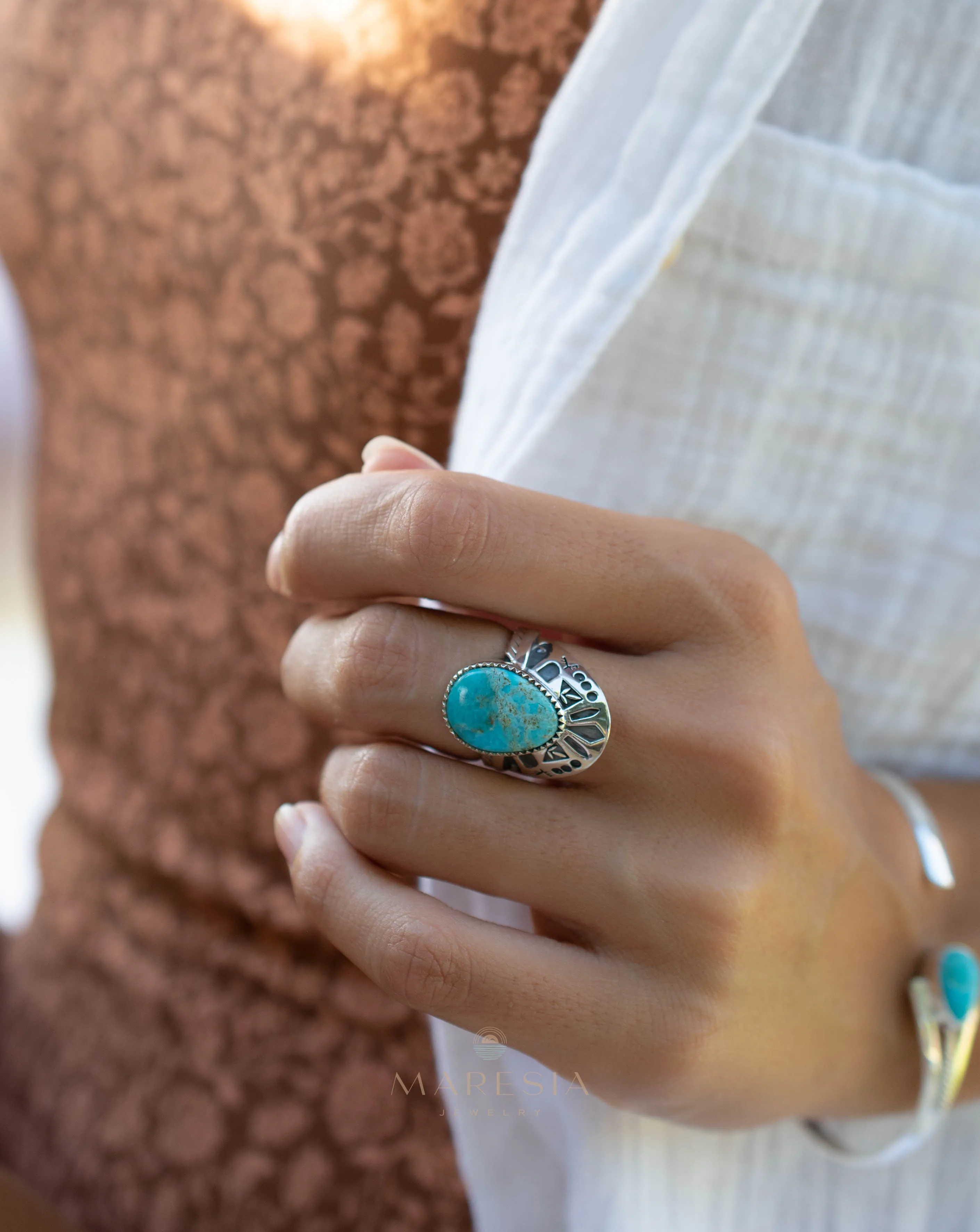 Jand Ring ~ Turquoise ~ Sterling Silver 925 ~ SMR172