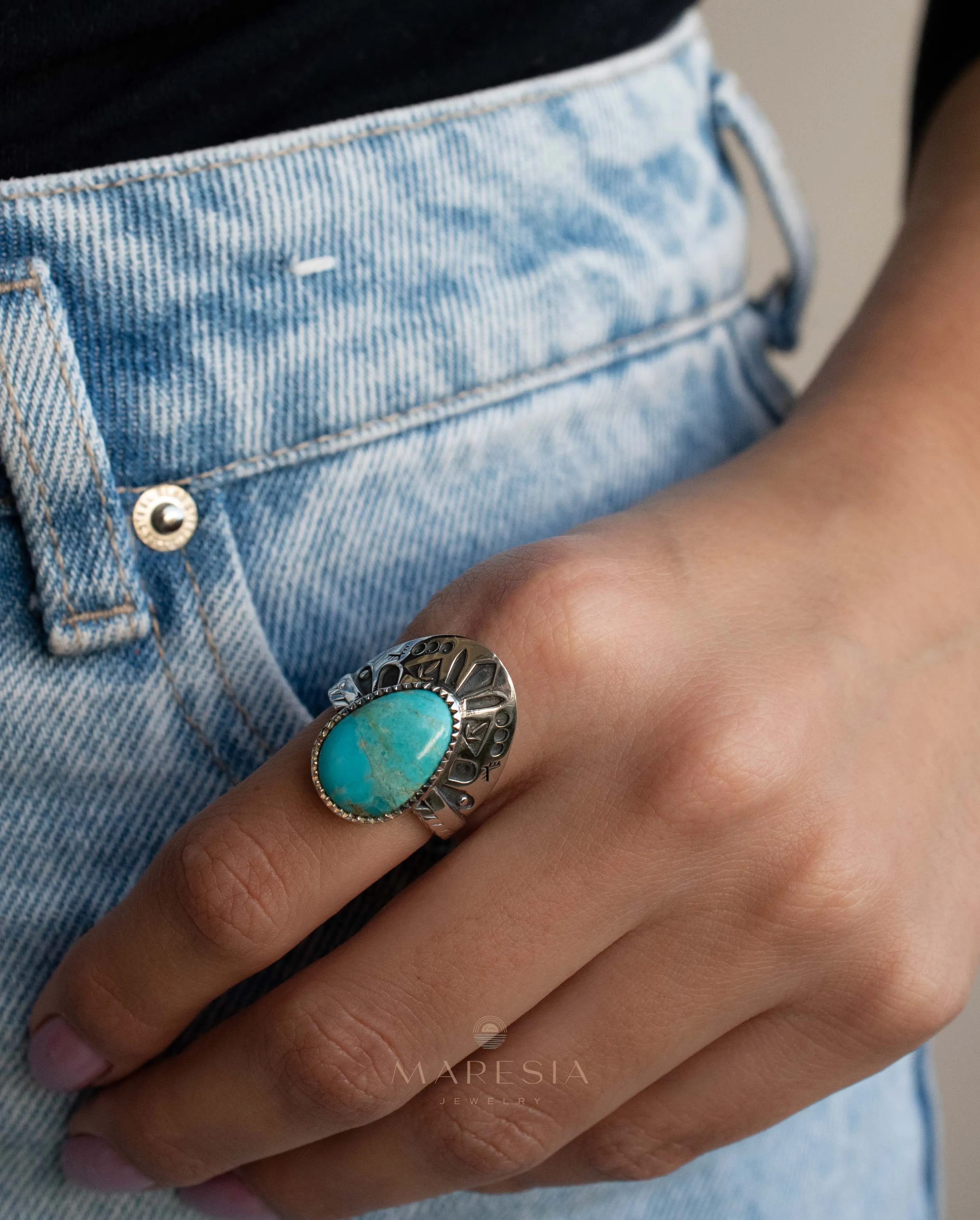 Jand Ring ~ Turquoise ~ Sterling Silver 925 ~ SMR172