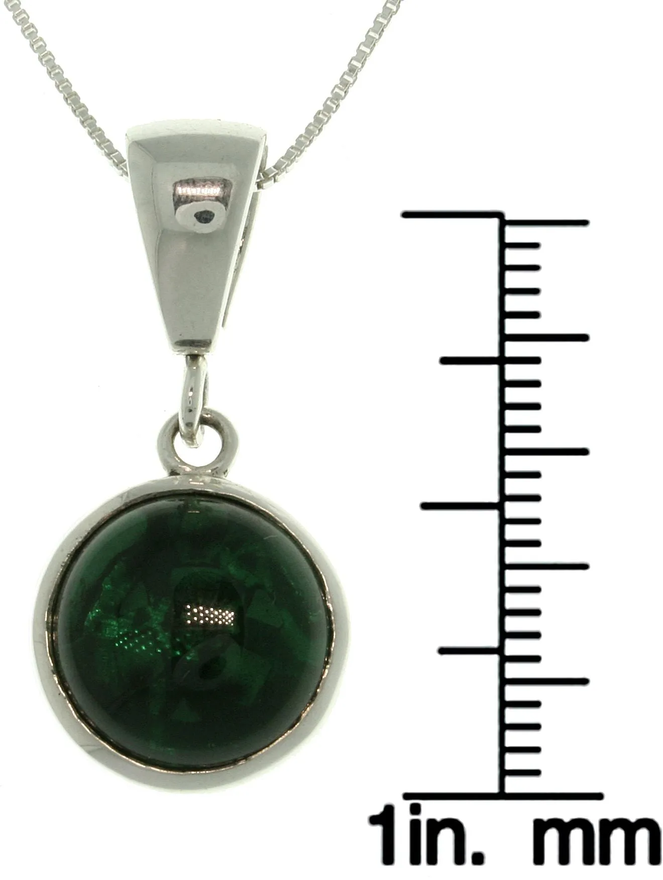 Jewelry Trends Sterling Silver Celtic Knot Green Glass Reversible Pendant with 18 Inch Box Chain Necklace