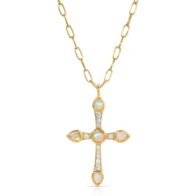 Joy Dravecky- Camille Cross Necklace in Opal