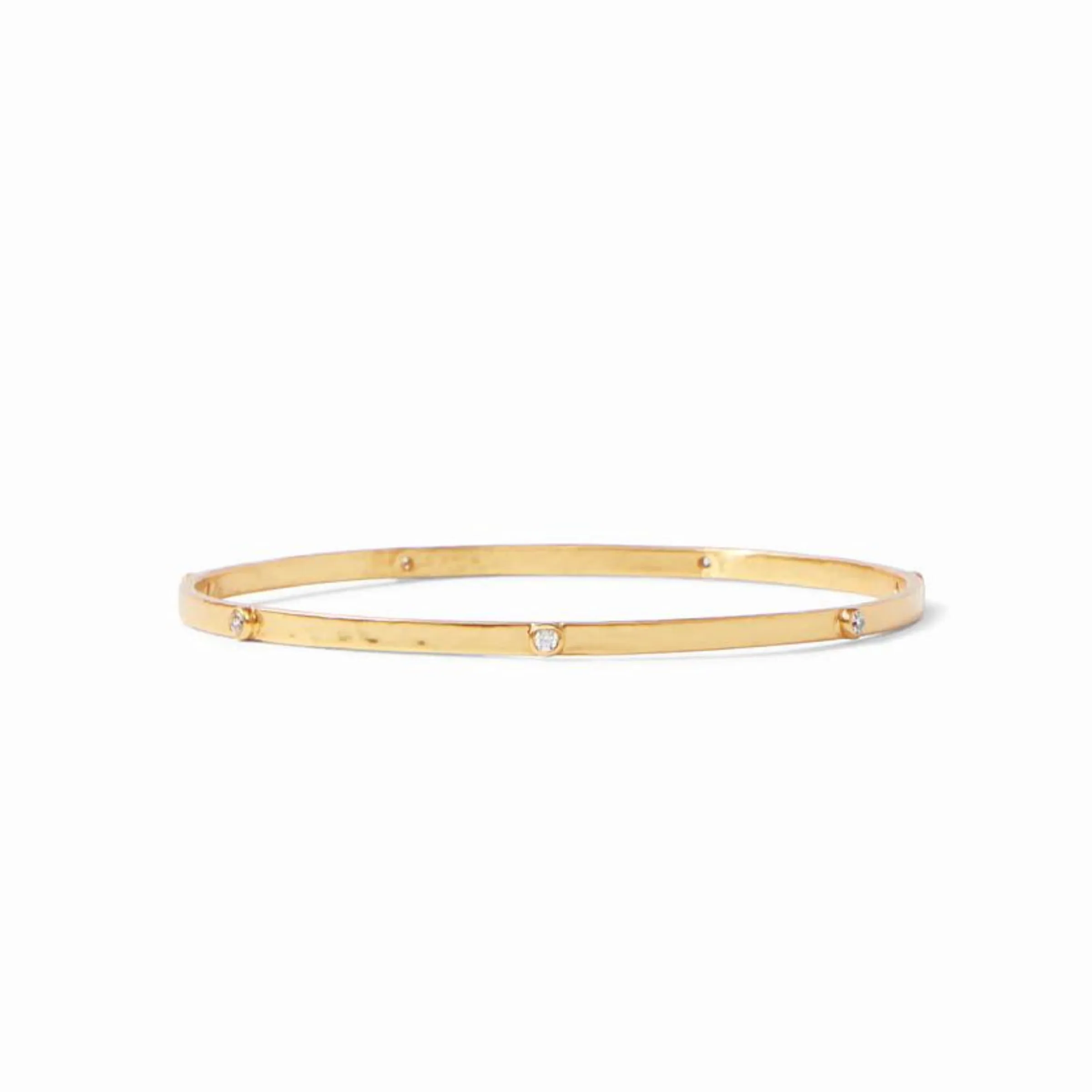 Julie Vos | Crescent Stone Bangle with CZ Crystals in Gold