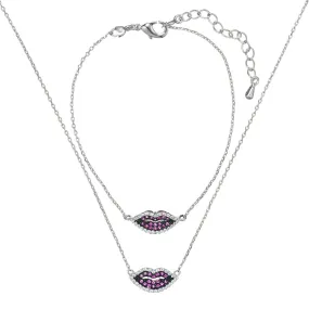 Kiss Me Pave' Crystal Necklace and Bracelet Set