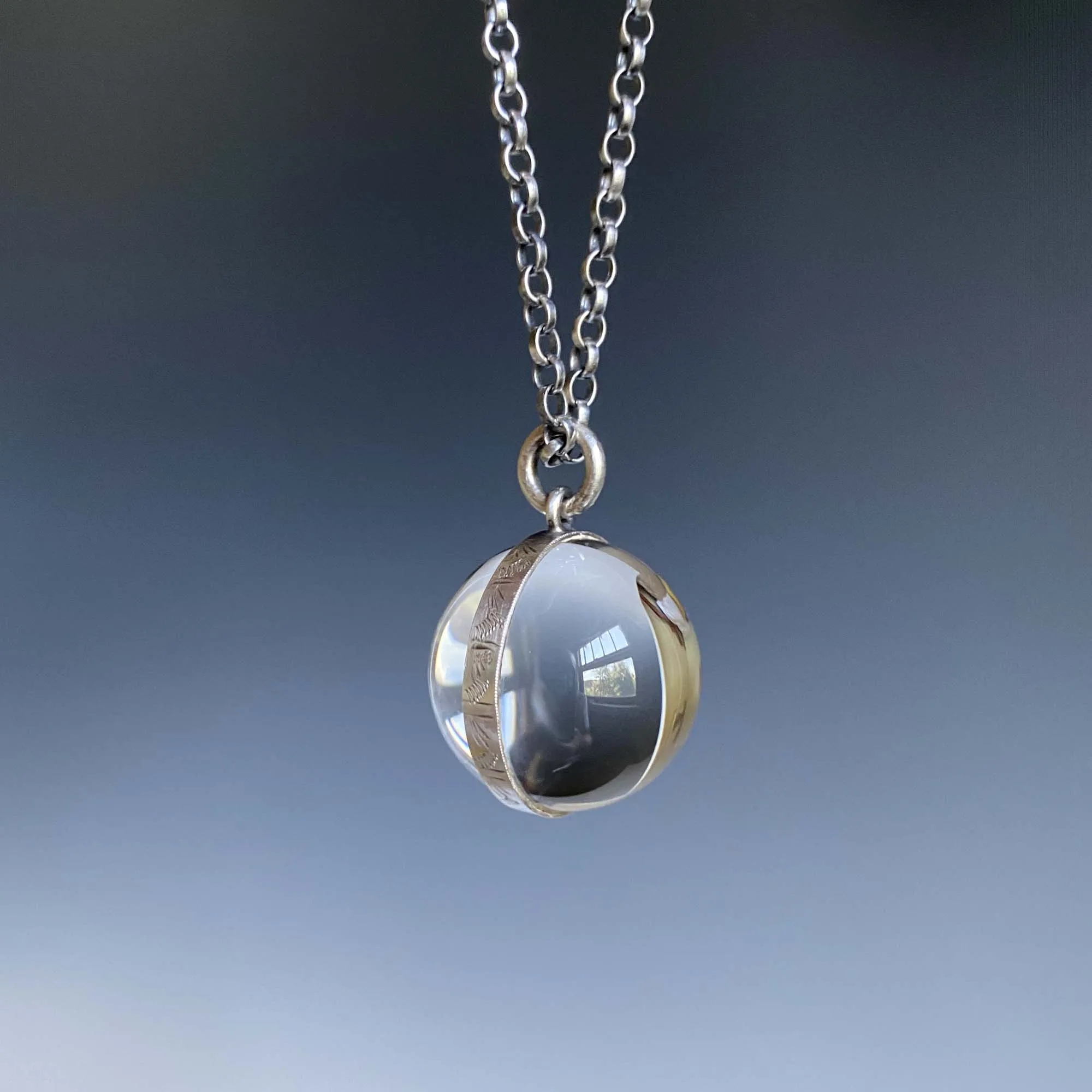 Large Pools of Light Necklace Rock Crystal Orb Pendant